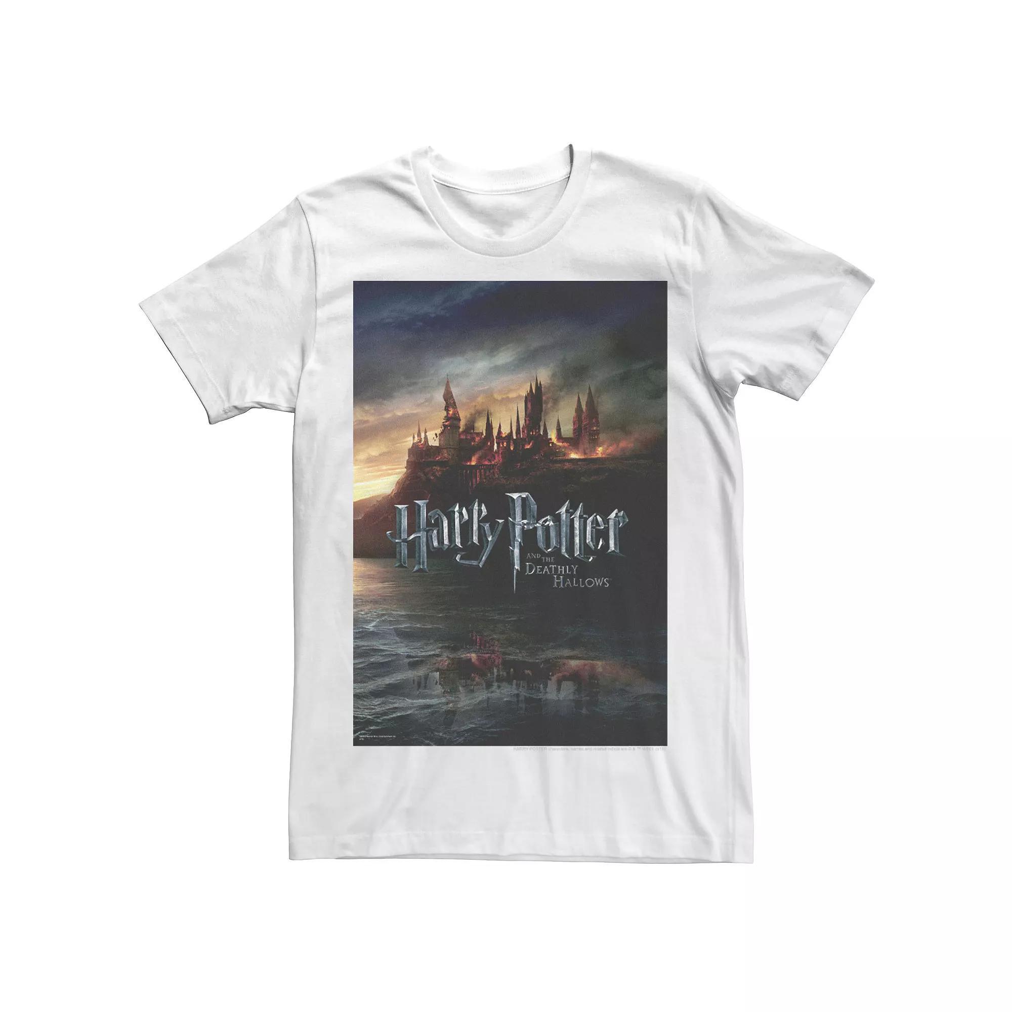 Big & Tall Harry Potter And The Deathly Hallows Hogwarts Poster Tee, Men's, Size: 5XL, White Product Image