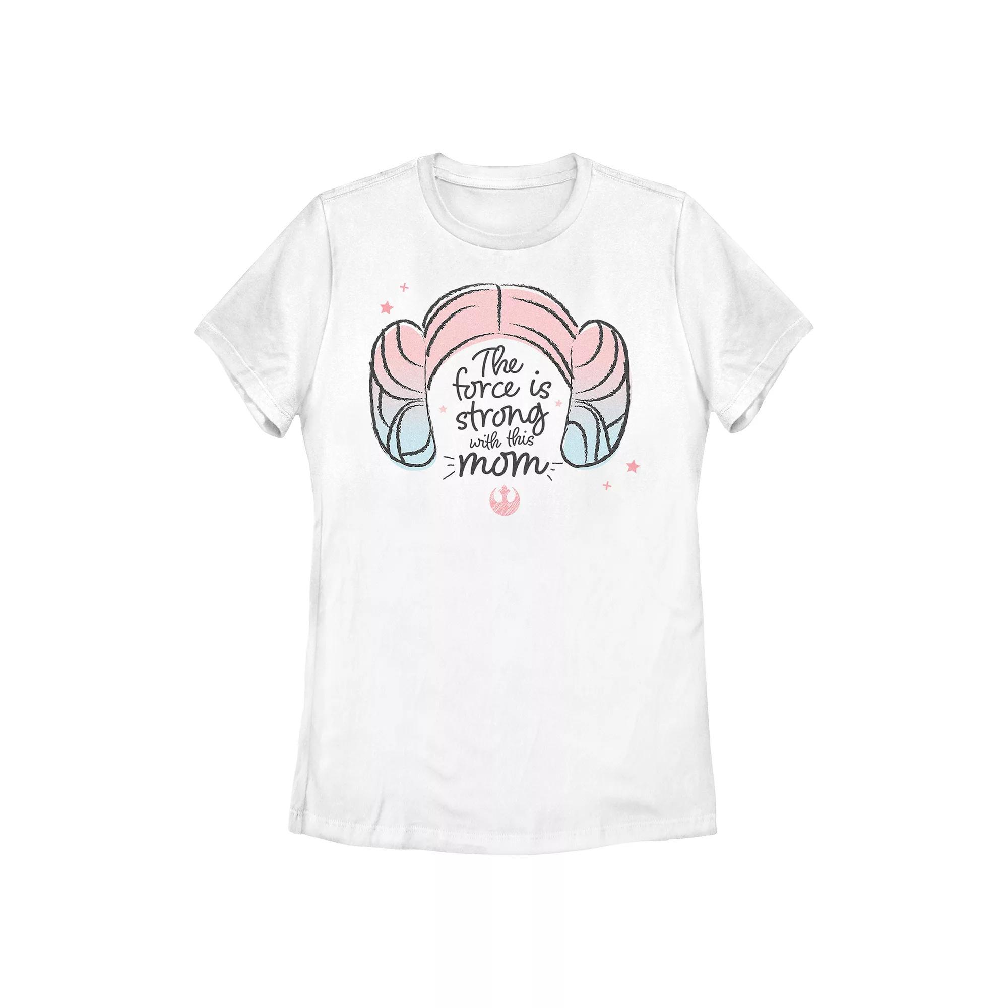 Women's Star Wars Princess Leia The Force Is Strong With This Mom Graphic Tee, Size: XXL, White Product Image