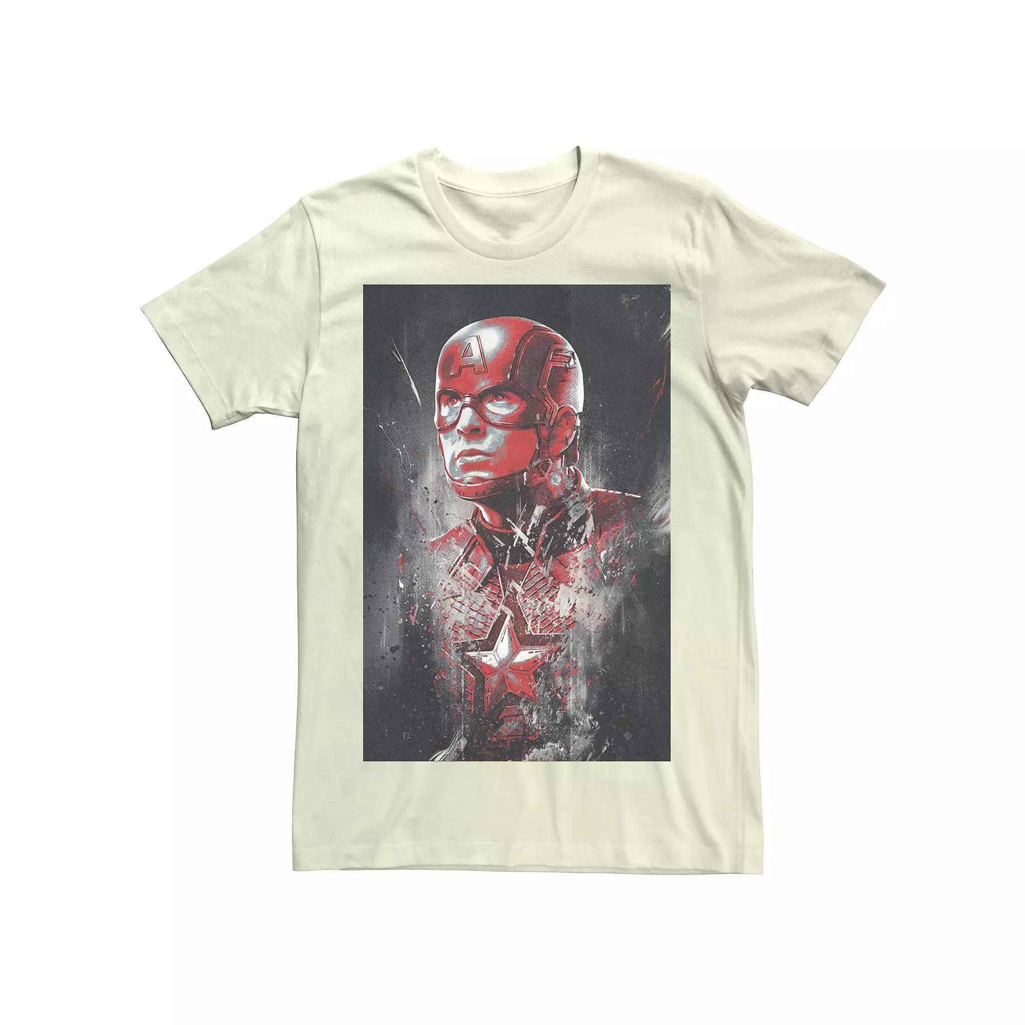 Men's Marvel Captain America Distressed Painting Poster Tee, Size: Medium, Natural Product Image