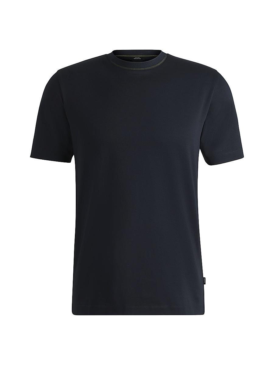 Mens Mercerized-Cotton Slim-Fit T-Shirt with Collar Stripe Product Image