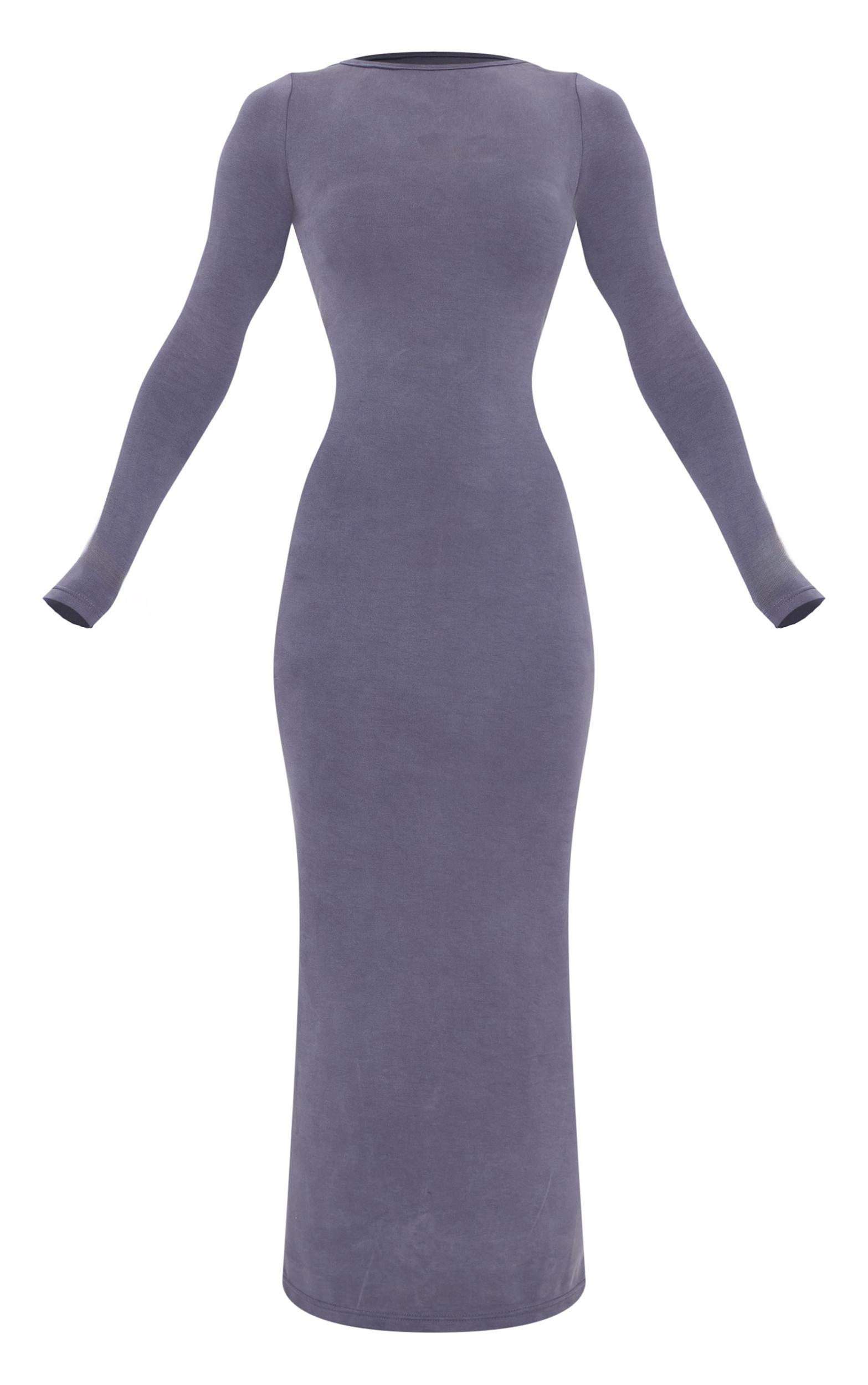  Charcoal Premium Contour Boat Neck Maxi Dress Product Image