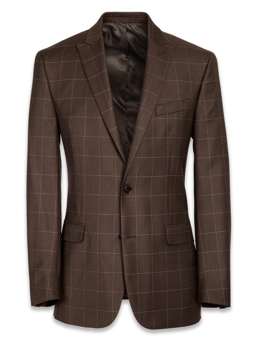 Classic Fit Essential Wool Peak Lapel Side Vents Suit Jacket - Grey Product Image