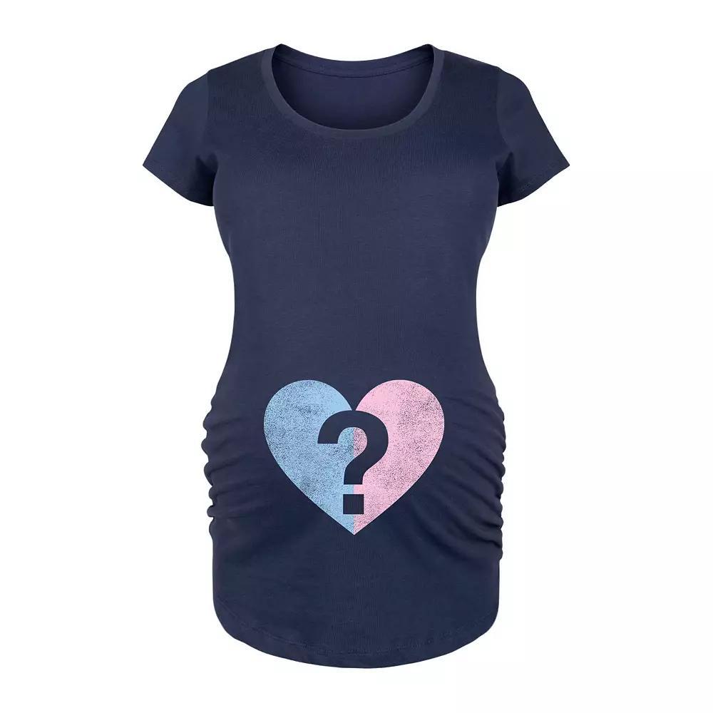 Maternity Gender Heart Graphic Tee, Womens Blue Product Image
