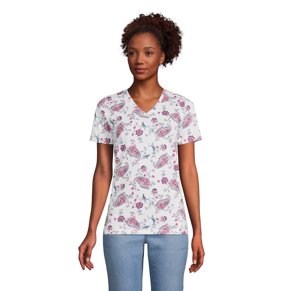 Womens Lands End Relaxed-Fit Supima Cotton V-Neck Tee Product Image