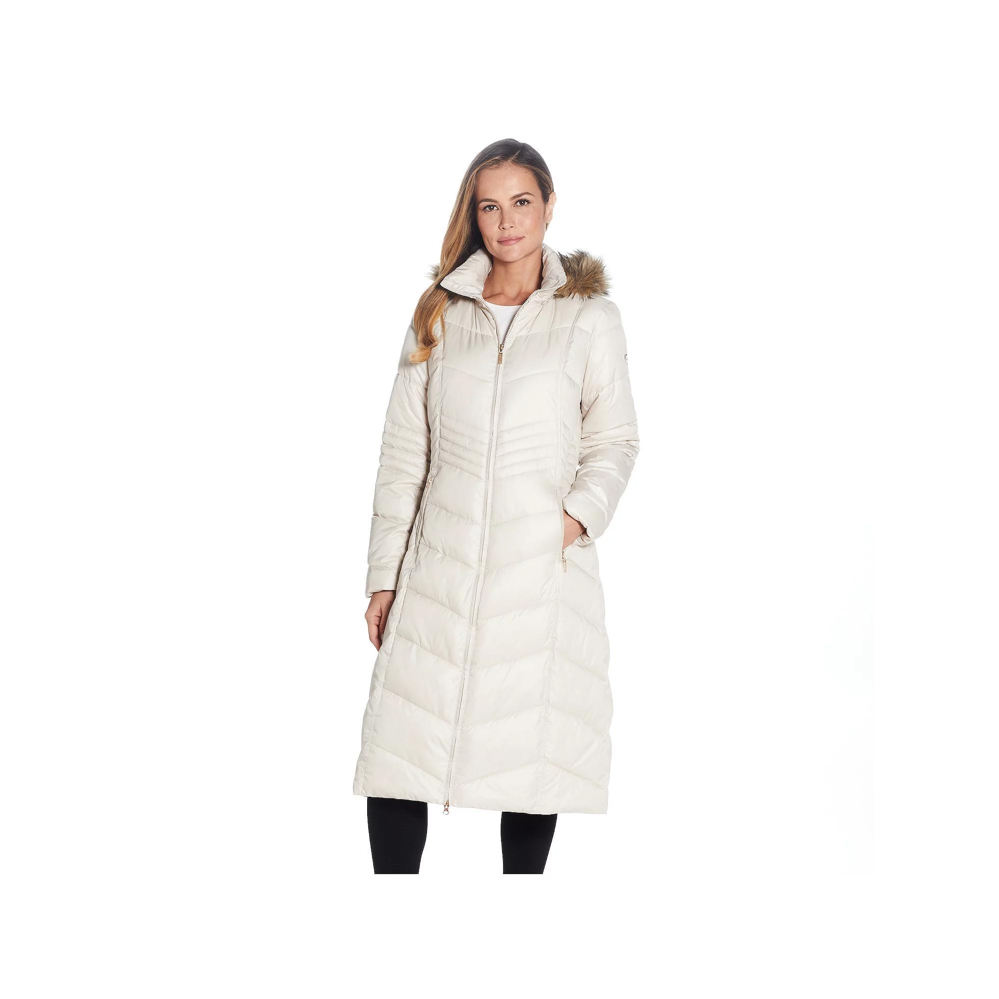 Womens Gallery Faux-Fur Hood Long Puffer Coat Product Image