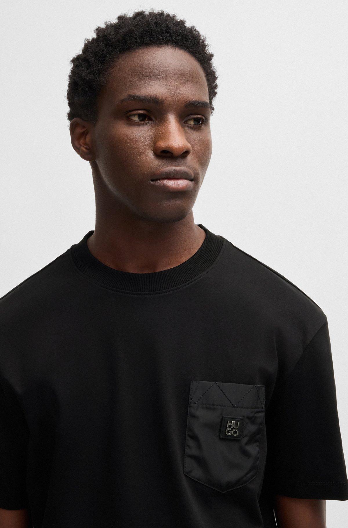 Interlock-cotton T-shirt with contrast pocket Product Image