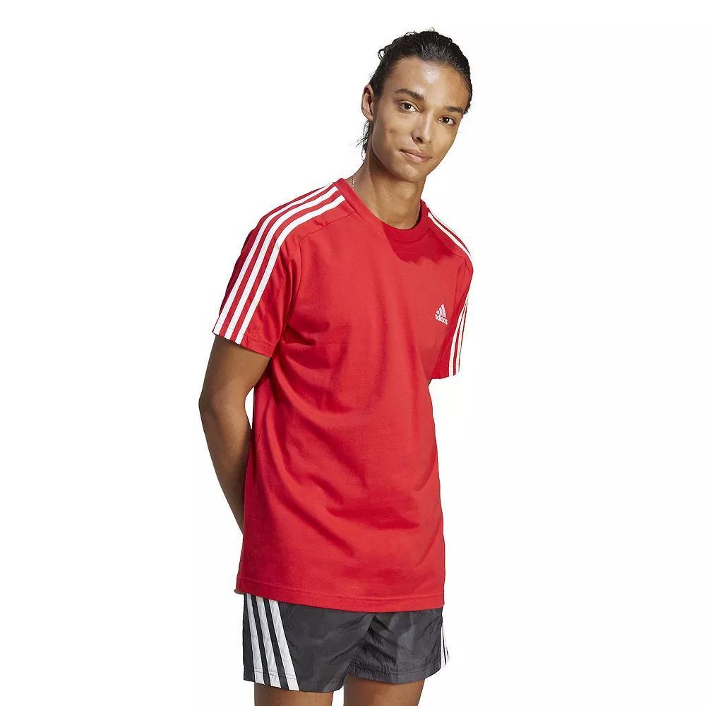 Men's adidas Sportswear Essentials 3-Stripes Tee, Size: XXL, Better Red Product Image