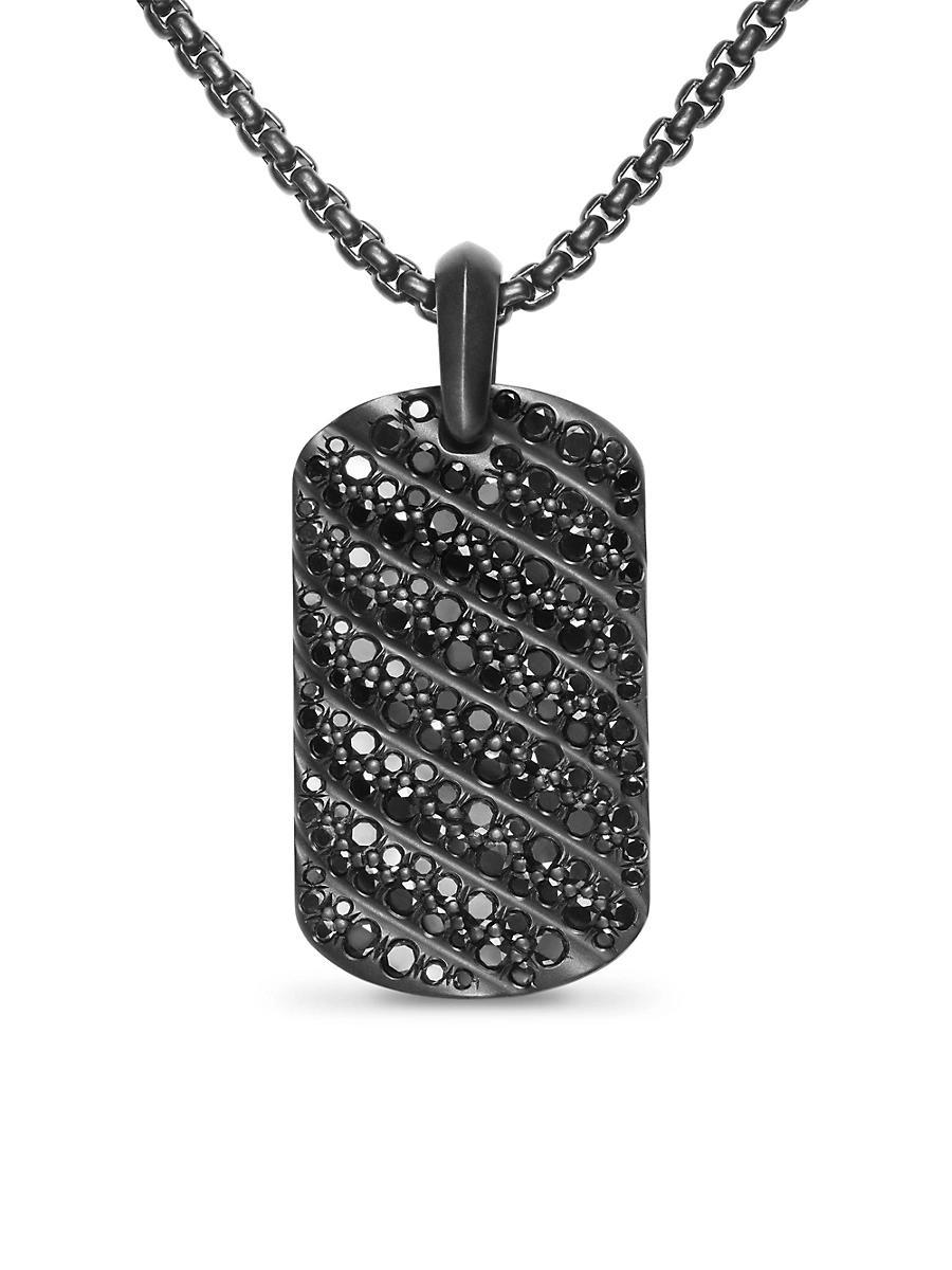 David Yurman Mens Sculpted Cable Tag in Black Titanium with Black Diamonds, 35mm Product Image
