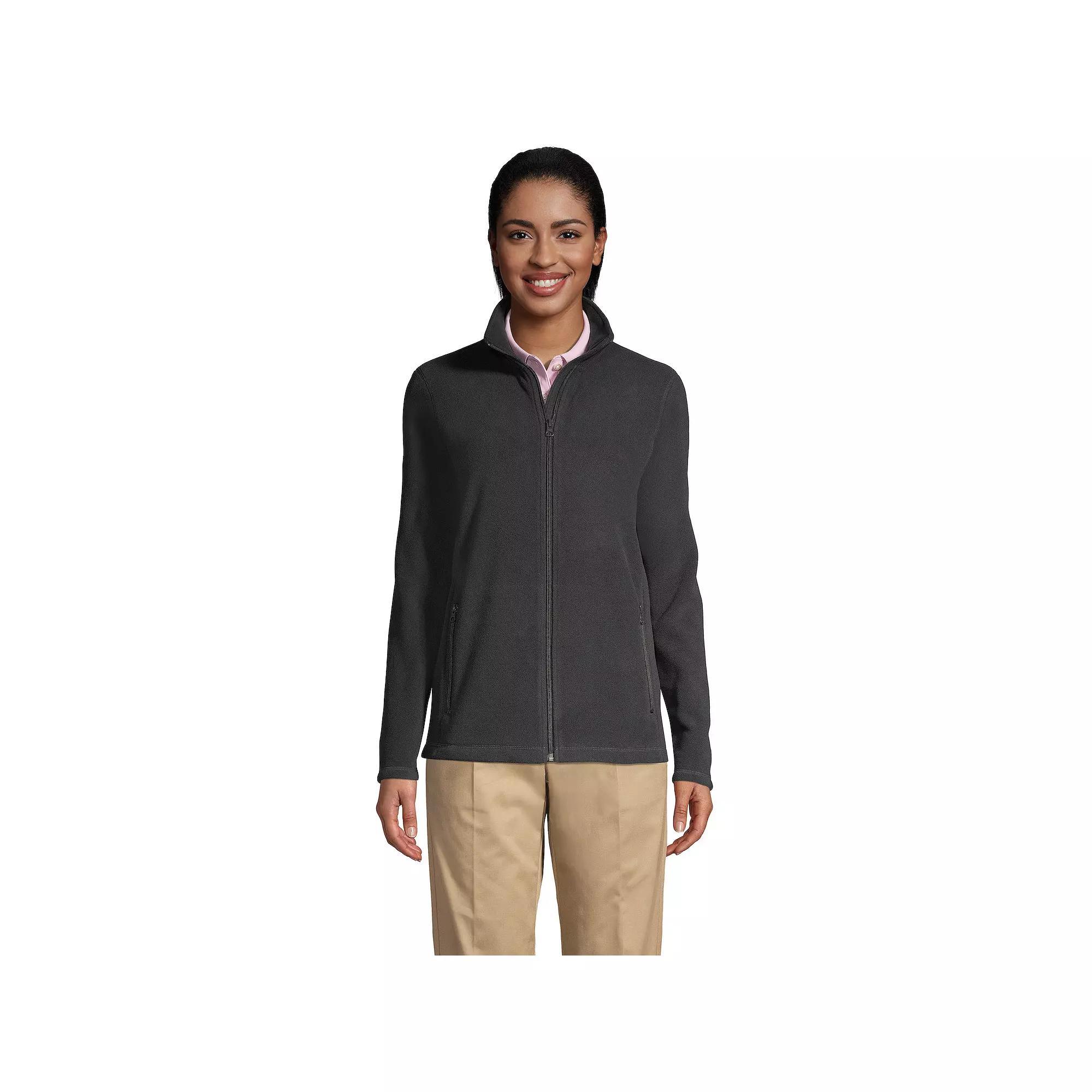 Women's Lands' End Full-Zip Long Sleeve Fleece Jacket, Size: Medium, Blue Product Image