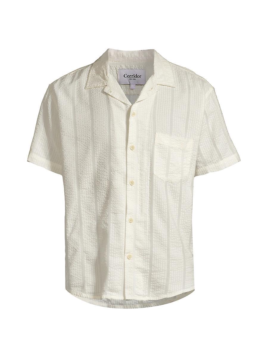 Mens Striped Seersucker Camp Shirt Product Image