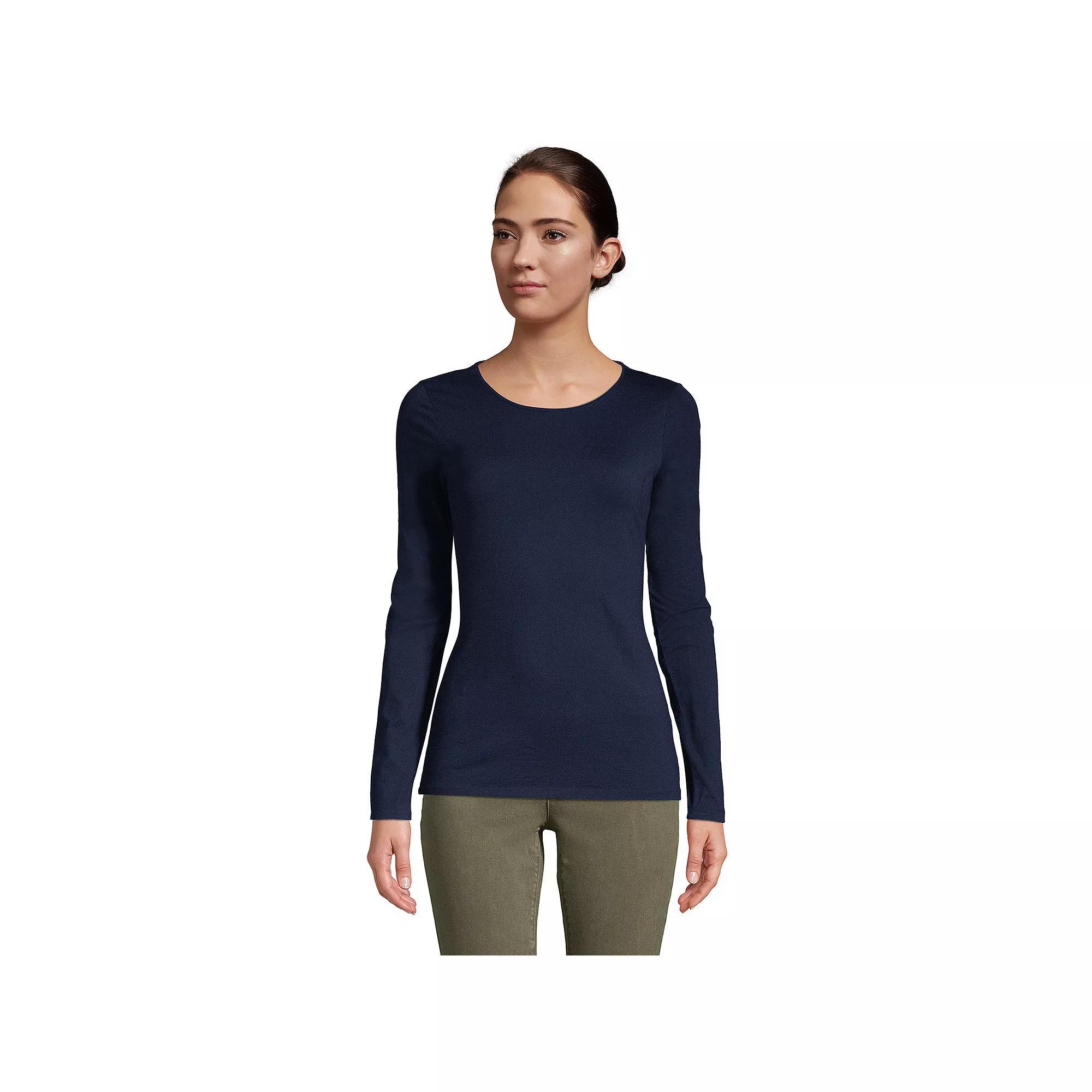 Women's Lands' End Lightweight Fitted Turtleneck, Size: Small Tall, Blue Product Image