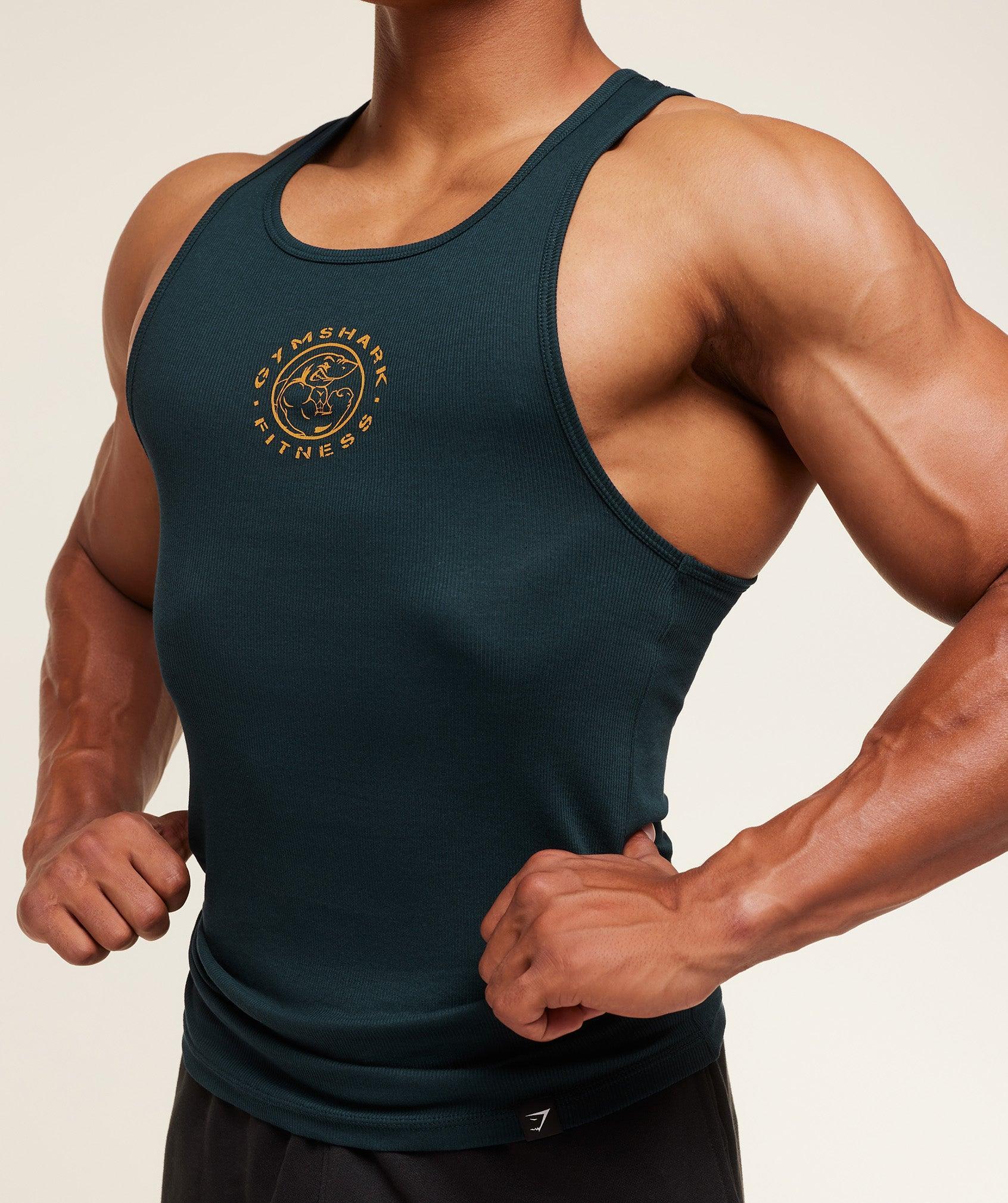 Gymshark Legacy Ribbed Tank - Deep Petrol Blue Male Product Image