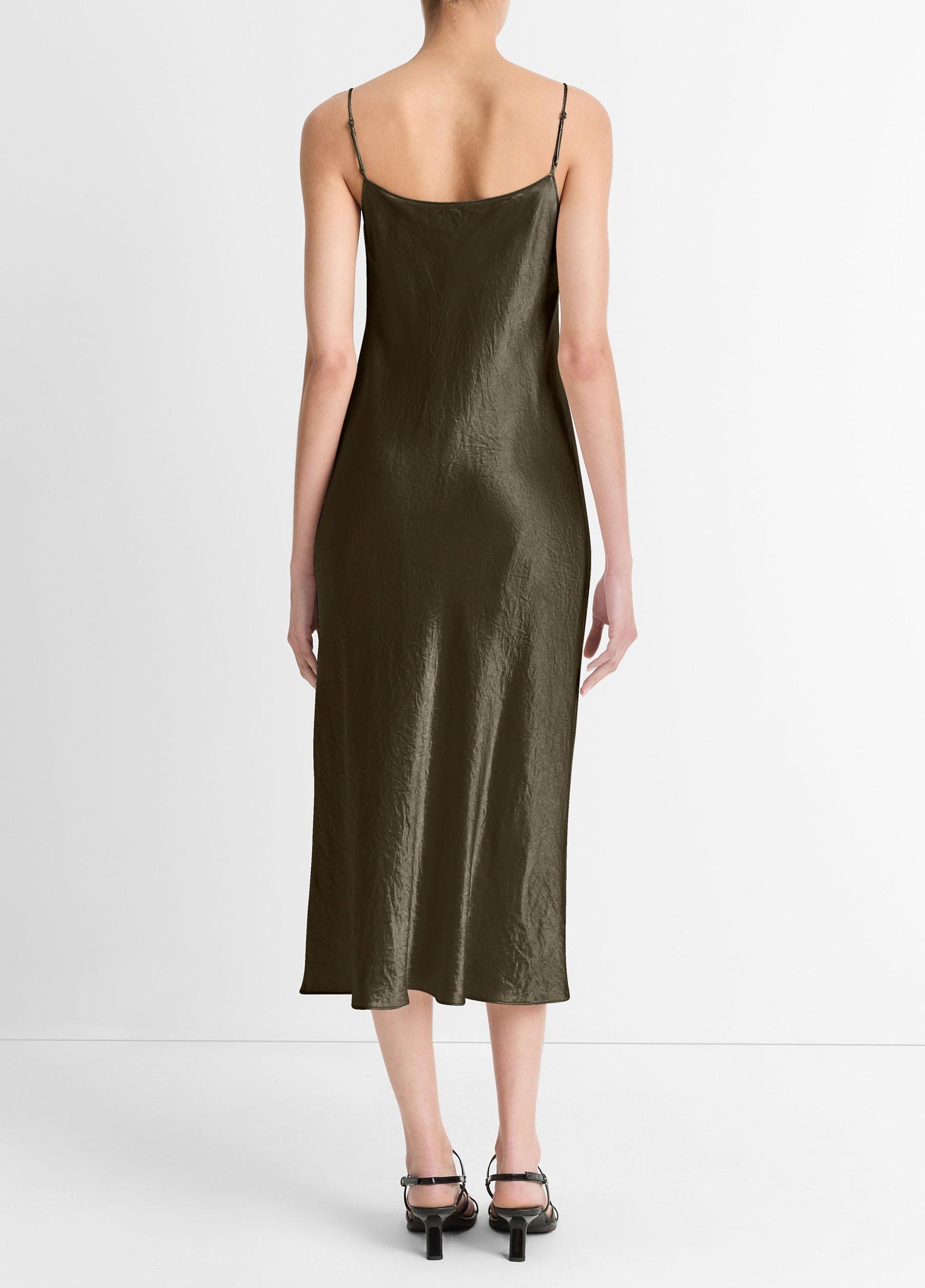 Womens Satin Slip Dress, Olive Branch, Size L Vince Product Image