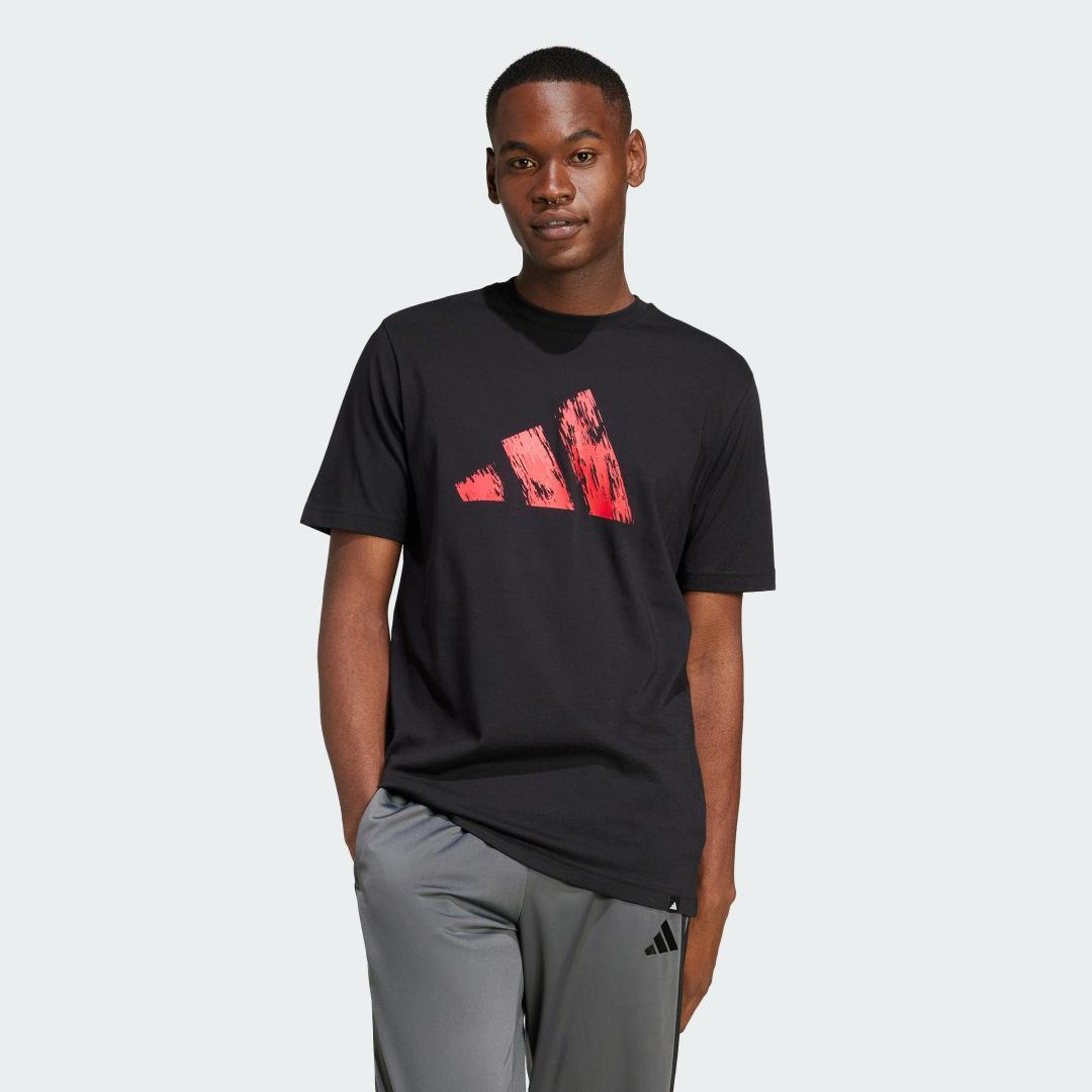 adidas Lounge Painted Graphic Tee Olive Strata XS Mens Product Image