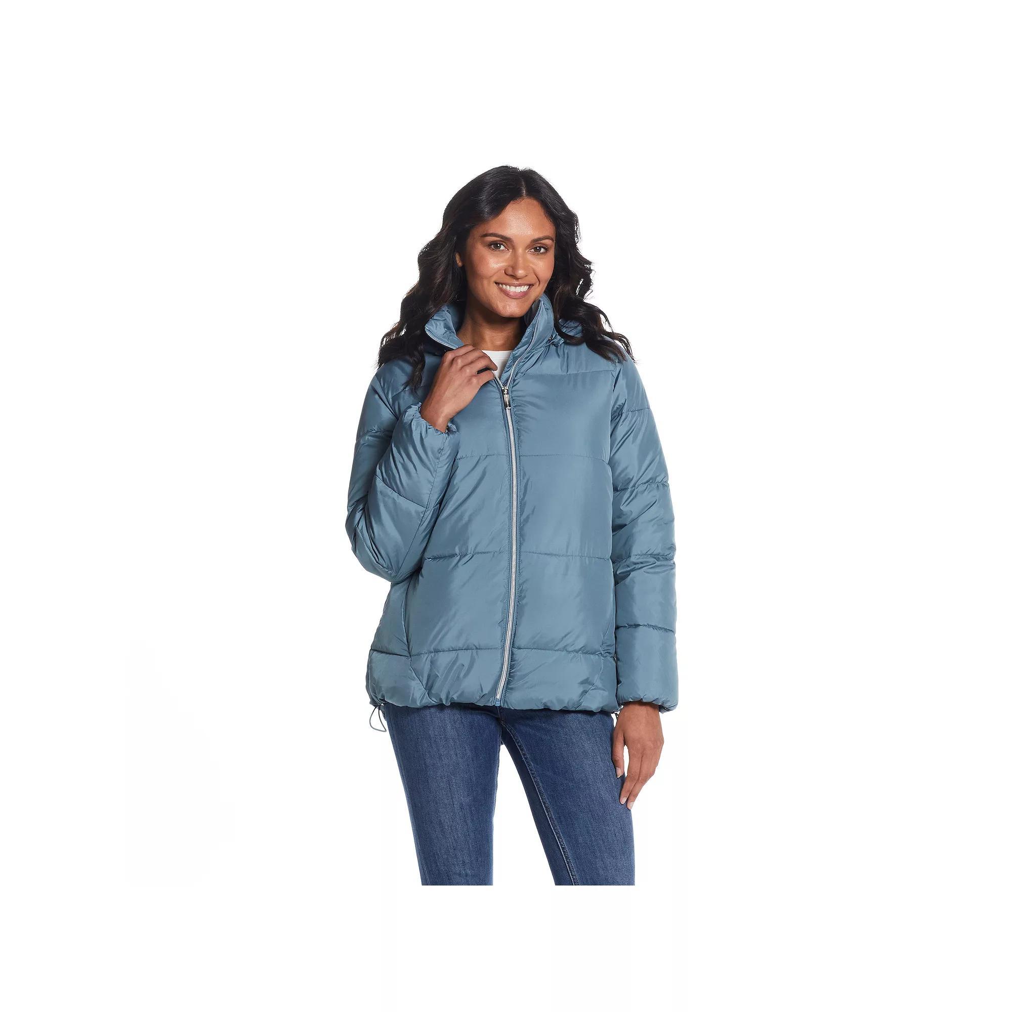 Women's Weathercast Hood Puffer Coat, Size: XL, Seawater Product Image