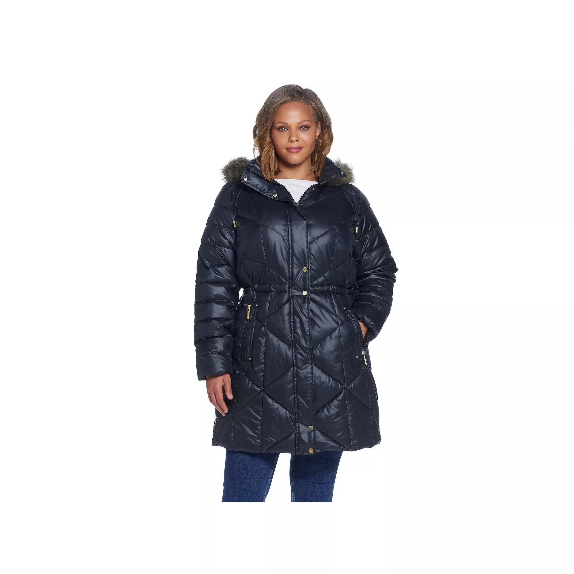 Plus Size Weathercast Faux-Fur Hood Quilted Puffer Coat, Women's, Size: 2XL, Black Product Image