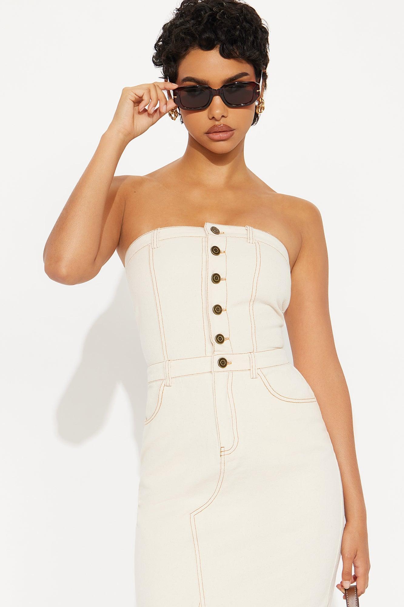 Sweet Saturday Twill Maxi Dress - Cream Product Image