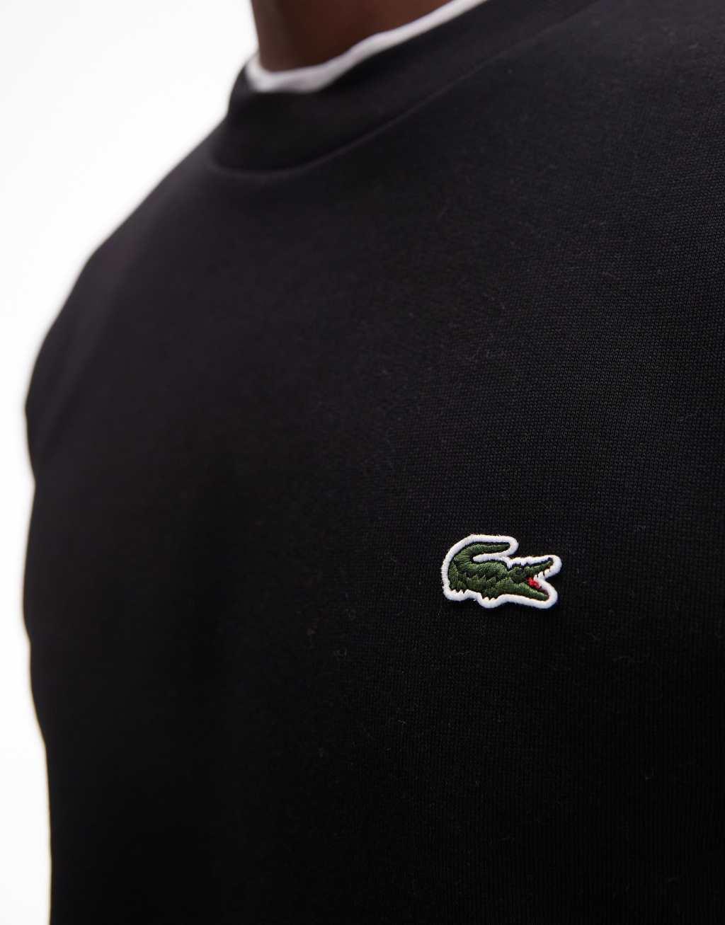 Lacoste essentials logo sweatshirt in black Product Image