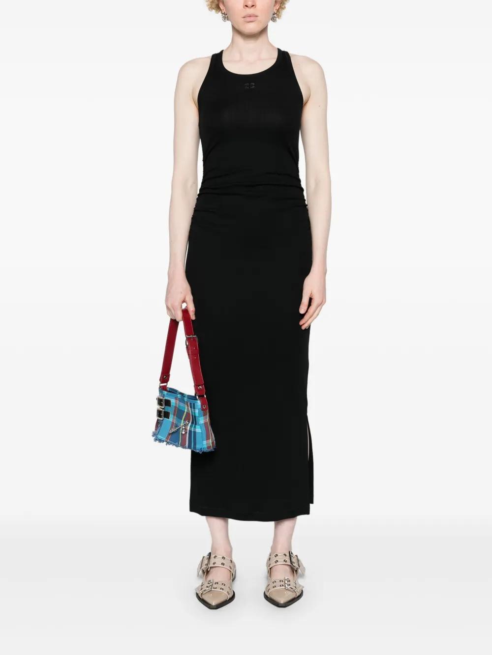 logo-embroidered ruched dress Product Image