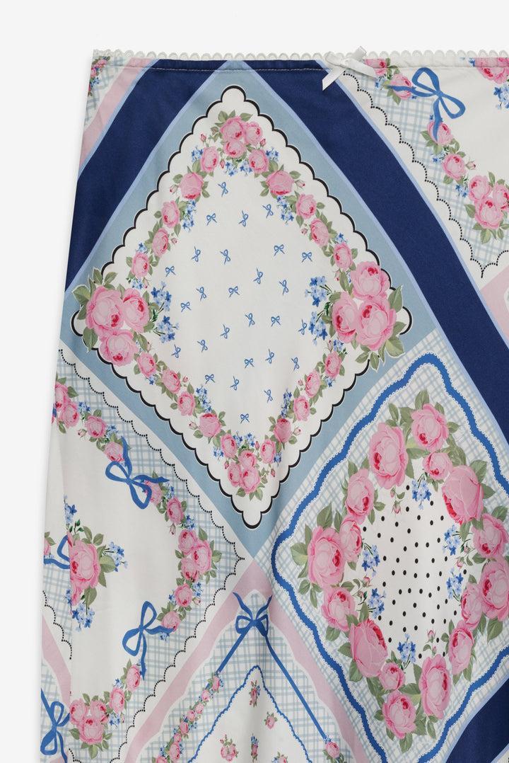 Summer Scarf Midi Skirt — Blue Product Image