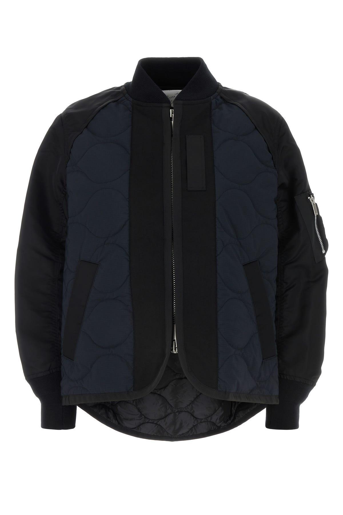 SACAI Nylon-sleeve Quilted Zip Up Jacket In Black Product Image