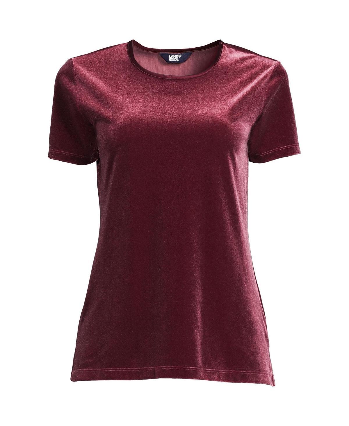Women's Lands' End Velvet Crewneck Top, Size: Medium, Deep Balsam Product Image