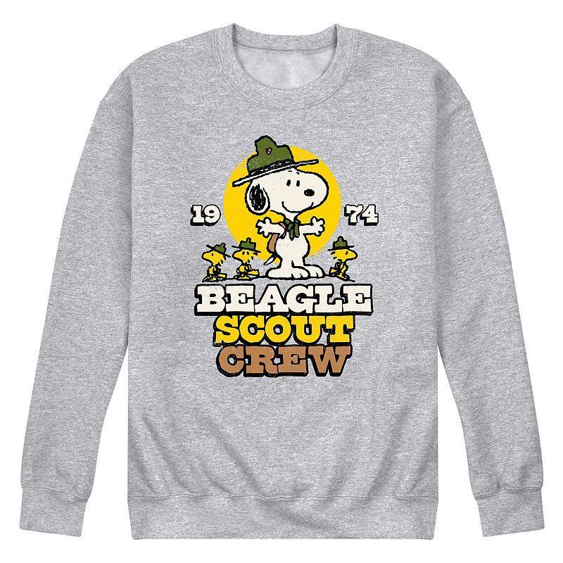 Mens Peanuts Beagle Scout Crew Fleece Sweatshirt Grey Gray Product Image