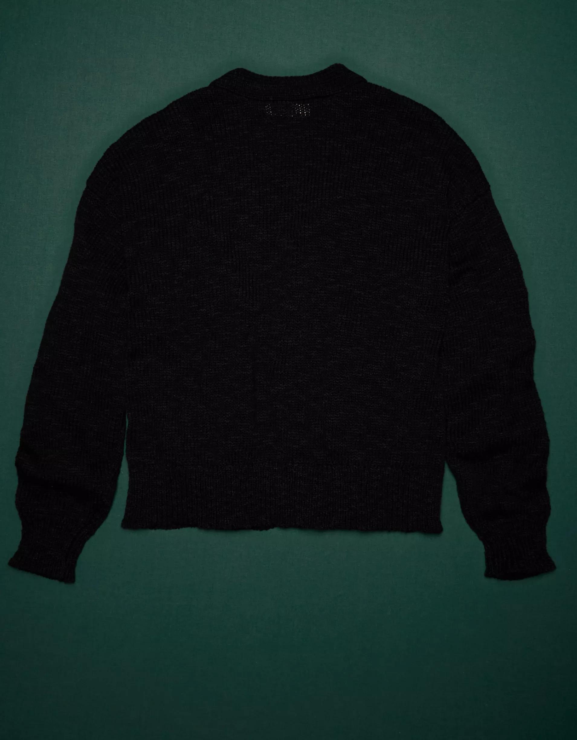 AE77 Premium Cropped Linen-Blend Sweater Cardigan Product Image