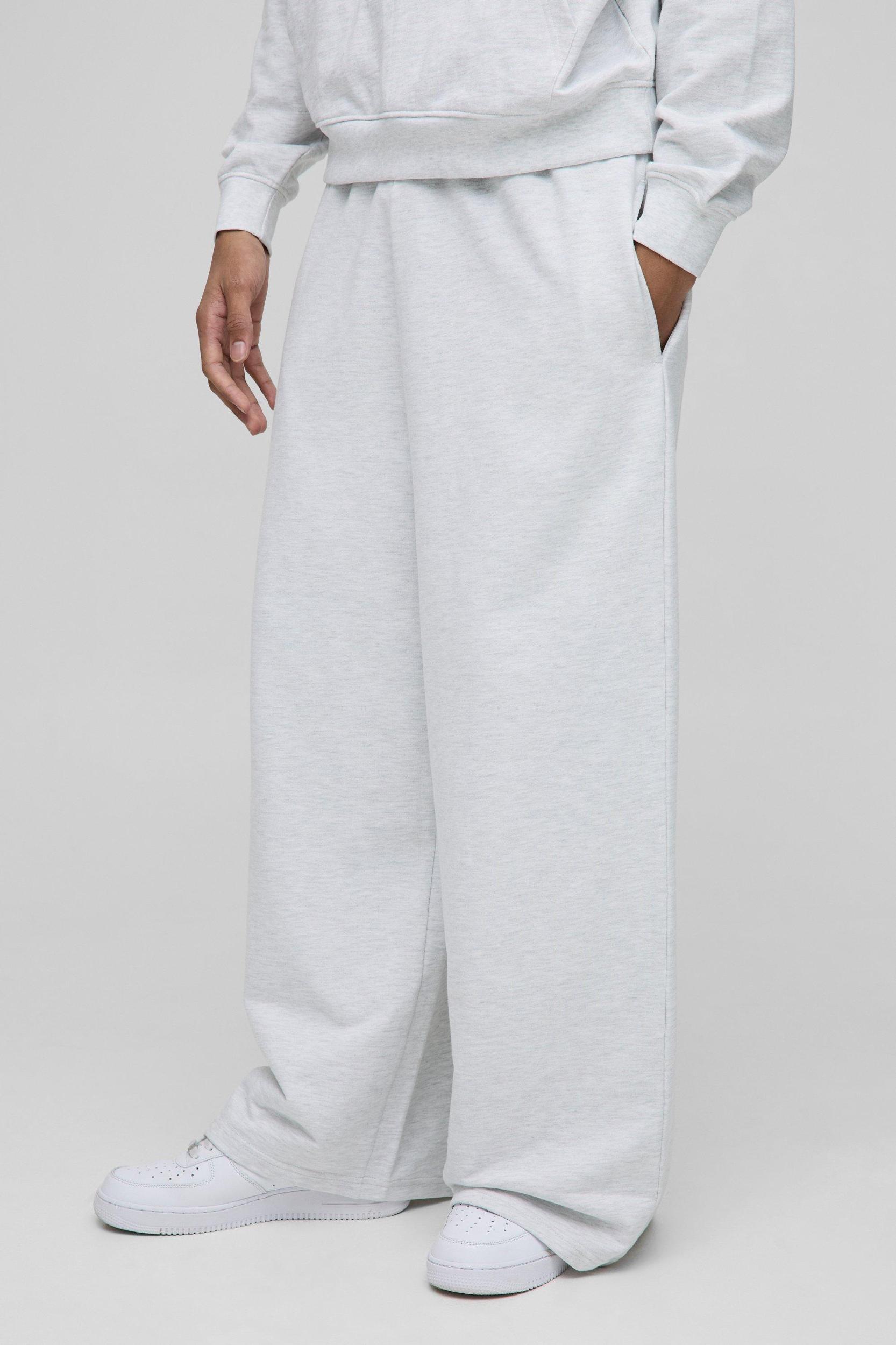Mens 260GSM Loopback Basic Extreme Wide Leg Sweatpants - Grey Product Image