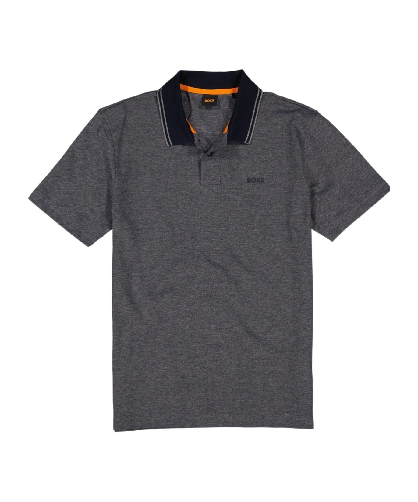 HUGO BOSS Logo-appliqué Cotton Polo Shirt In Gray Product Image