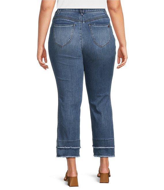 Democracy Plus Size Stretch Kick Flare Double Layer Fray Hem Crop Jeans Product Image