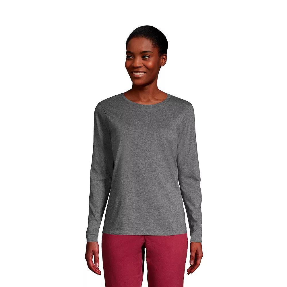 Petite Lands End Relaxed-Fit Supima Long Sleeve Cotton Crewneck Tee, Womens Product Image