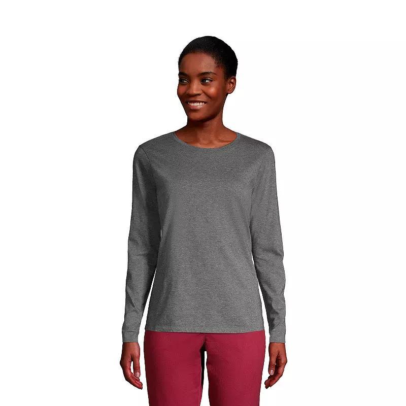 Petite Lands End Relaxed-Fit Supima Long Sleeve Cotton Crewneck Tee, Womens Product Image