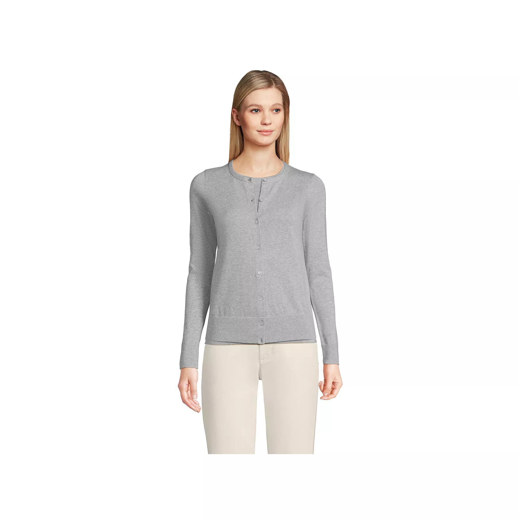 Petite Lands End Fine Gauge Cotton Cardigan Sweater, Womens Product Image