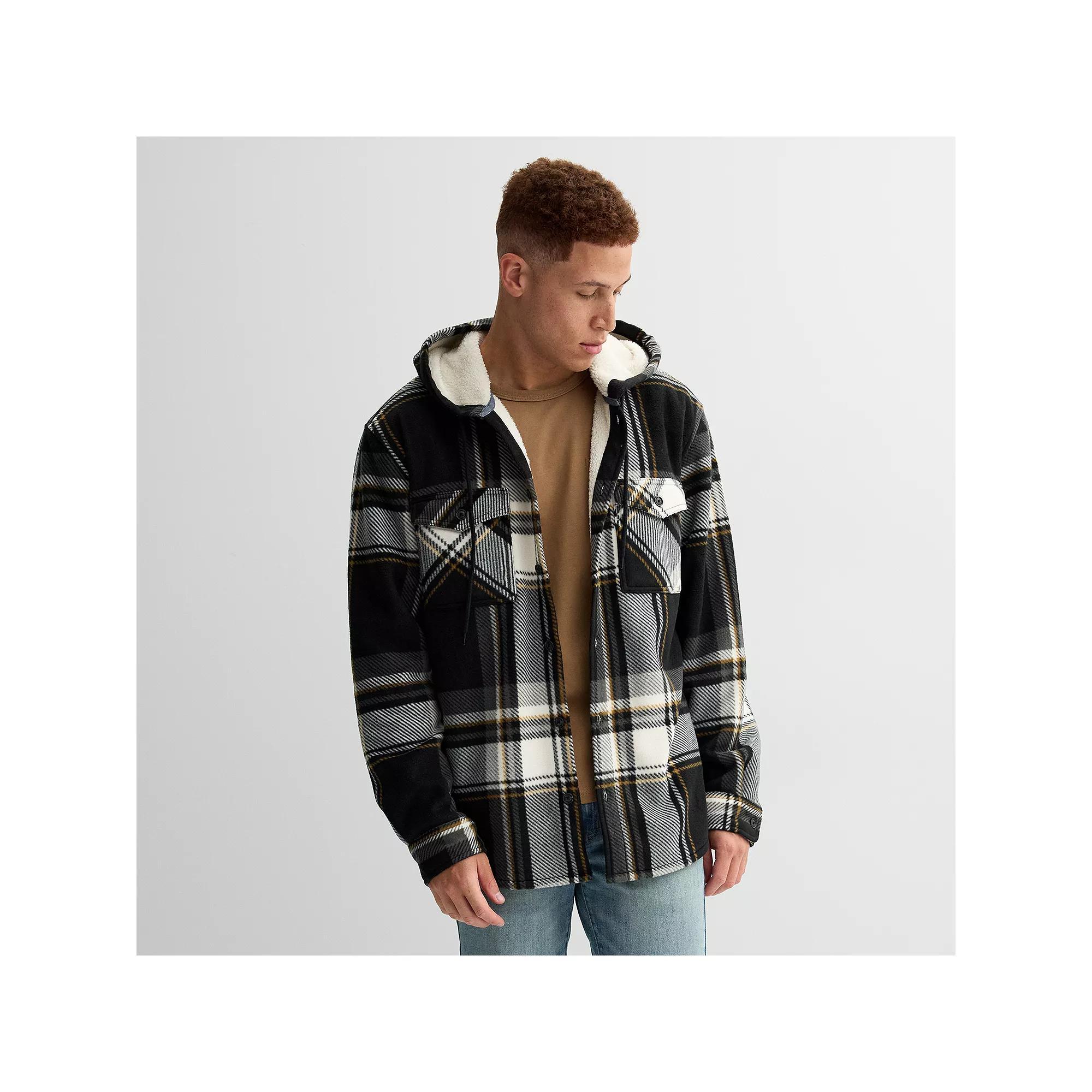 Mens Trinity Coast Sherpa-Lined Hooded Shacket, Men's, Size: Small, Black Product Image