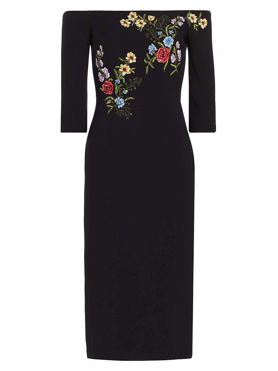 Womens Fatima Beaded Crepe Midi-Dress Product Image