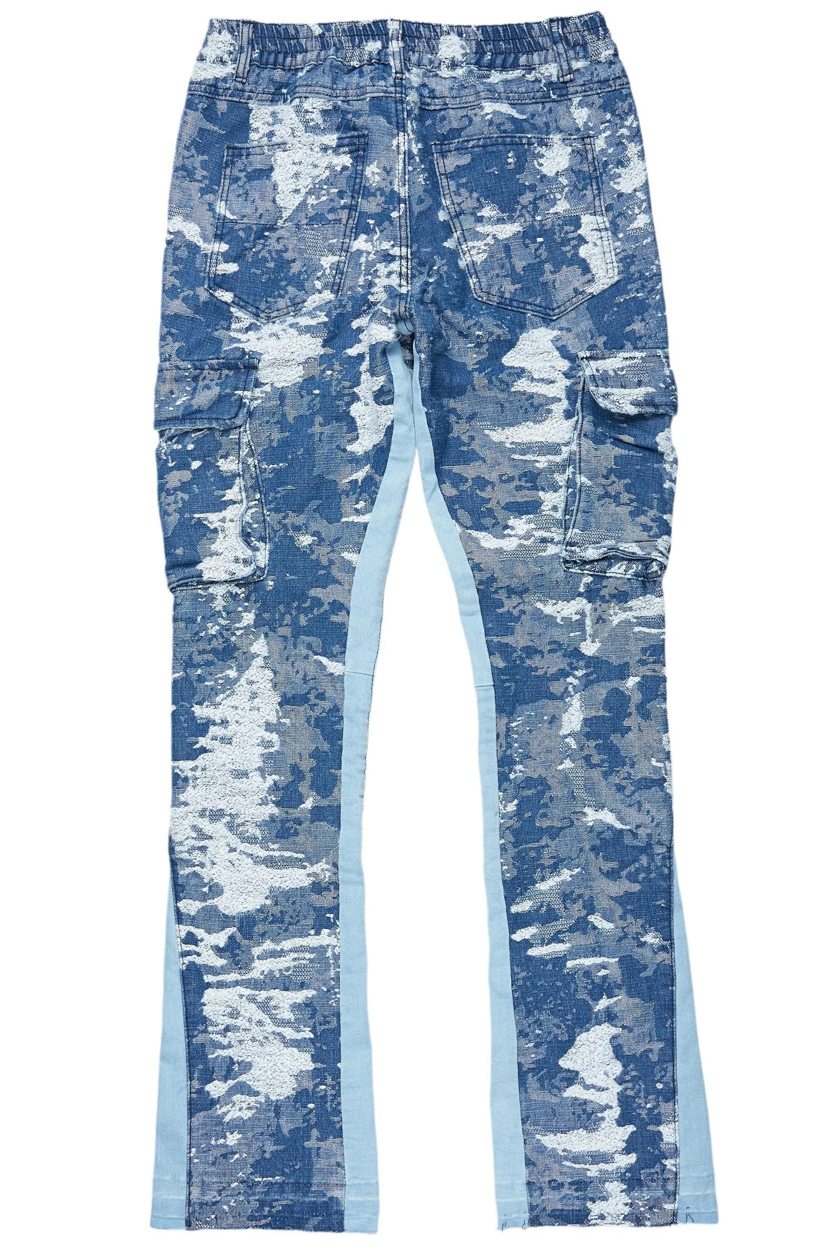 Bower Dark Blue Stacked Flare Jean Male Product Image