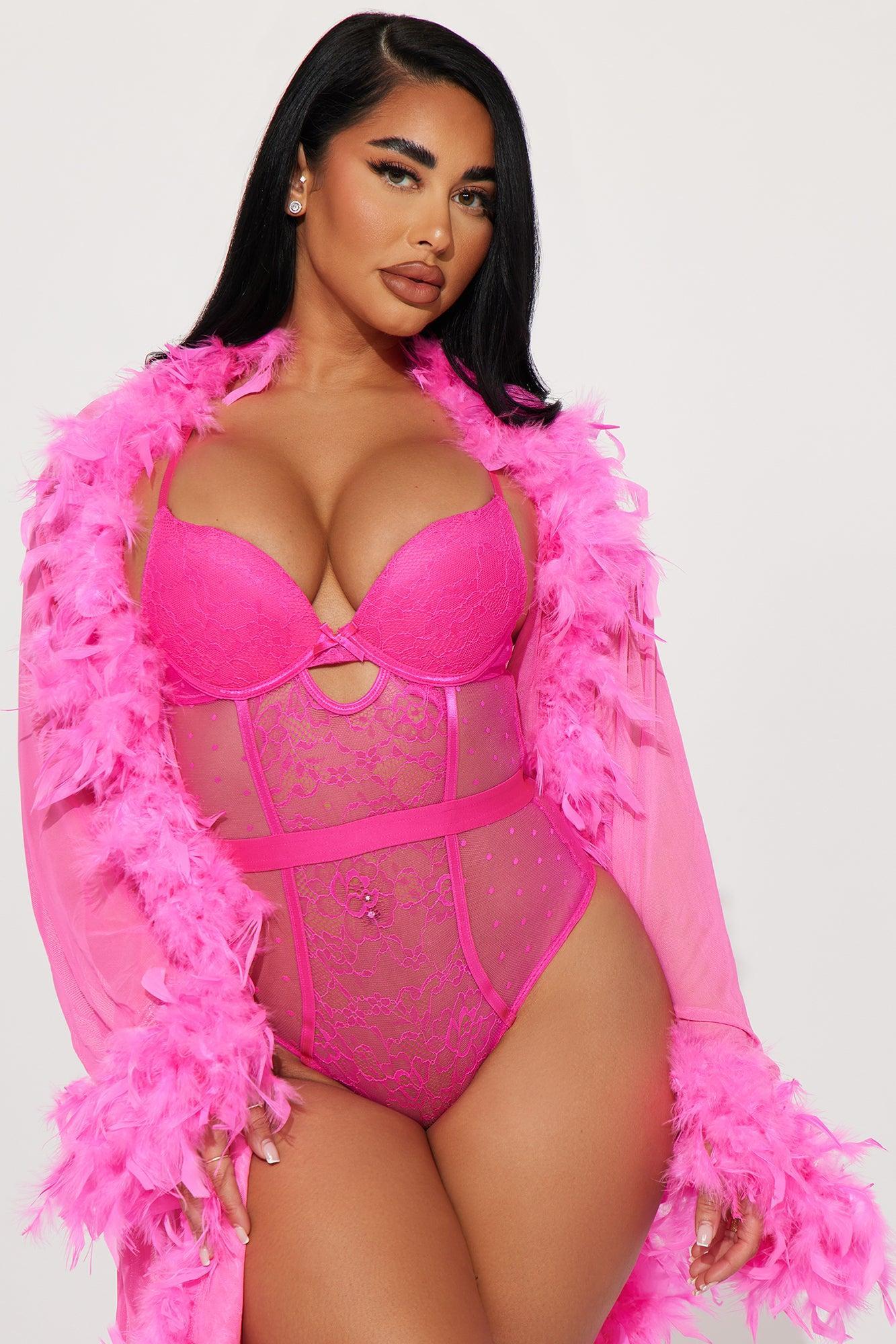 Light As A Feather Mesh Long Robe - Hot Pink Product Image