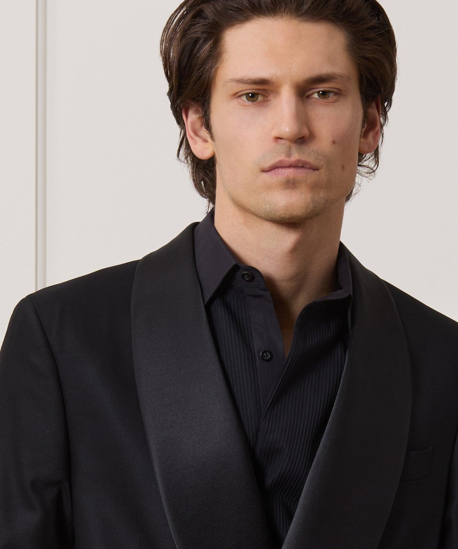 Italian Double-Breasted Tuxedo Jacket in Black Product Image