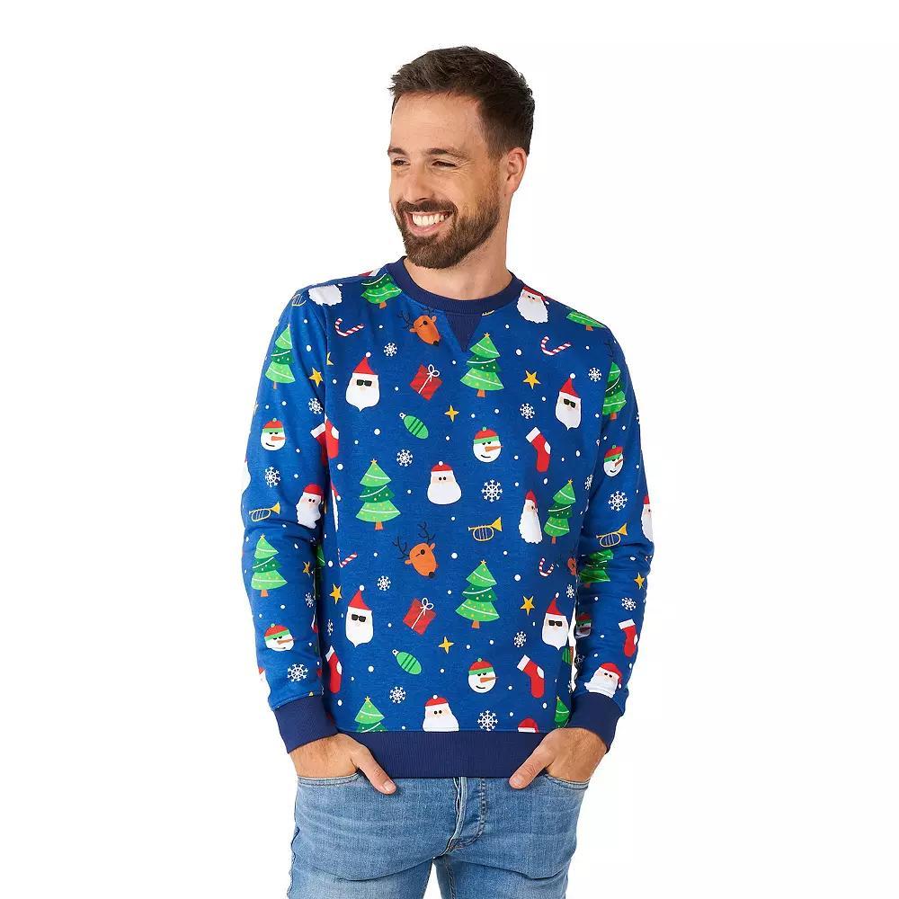 Men's Festivity Blue Christmas Sweater, Size: Large Product Image