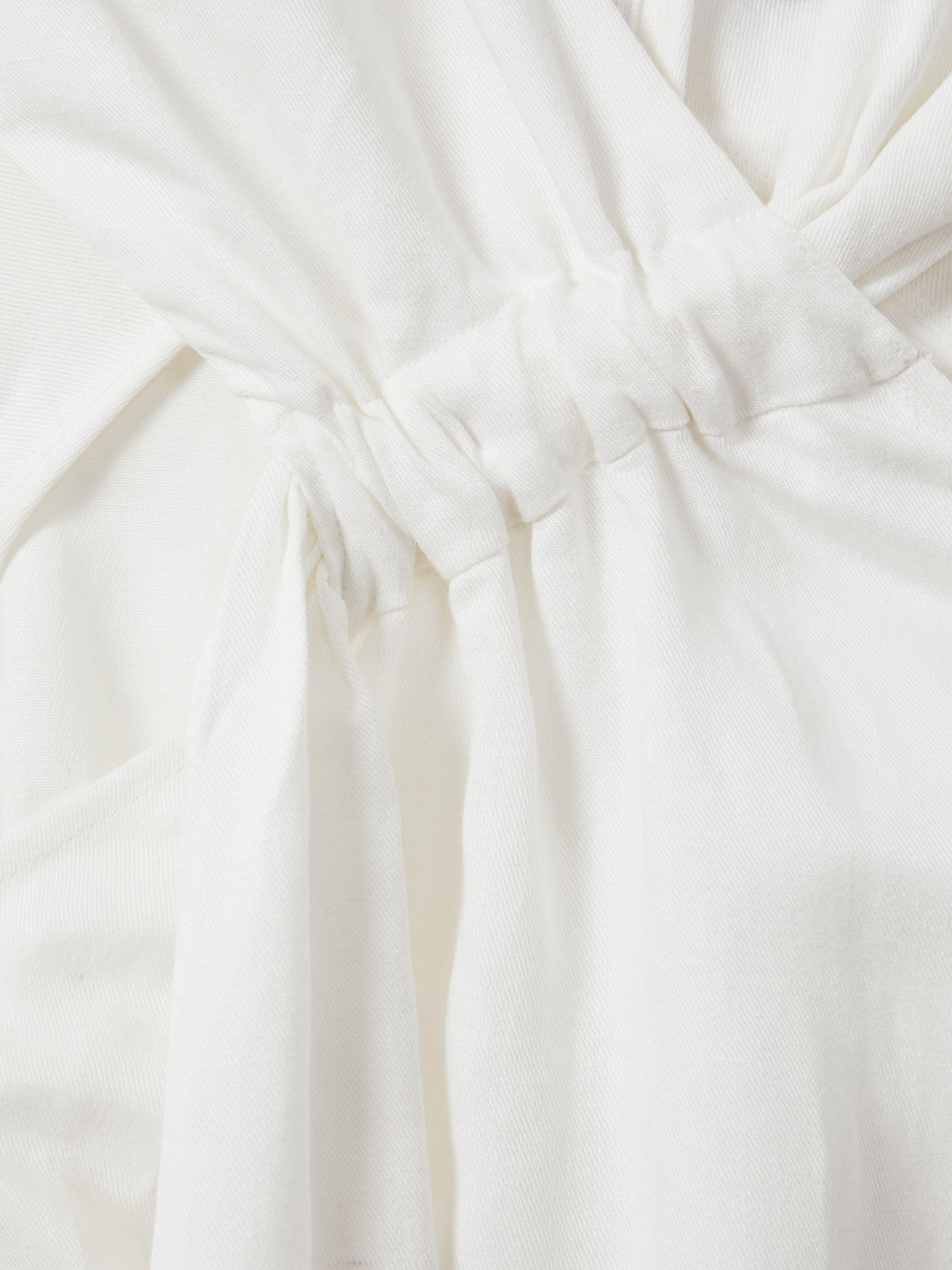 Linen Blend Drape Midi Dress in White Product Image