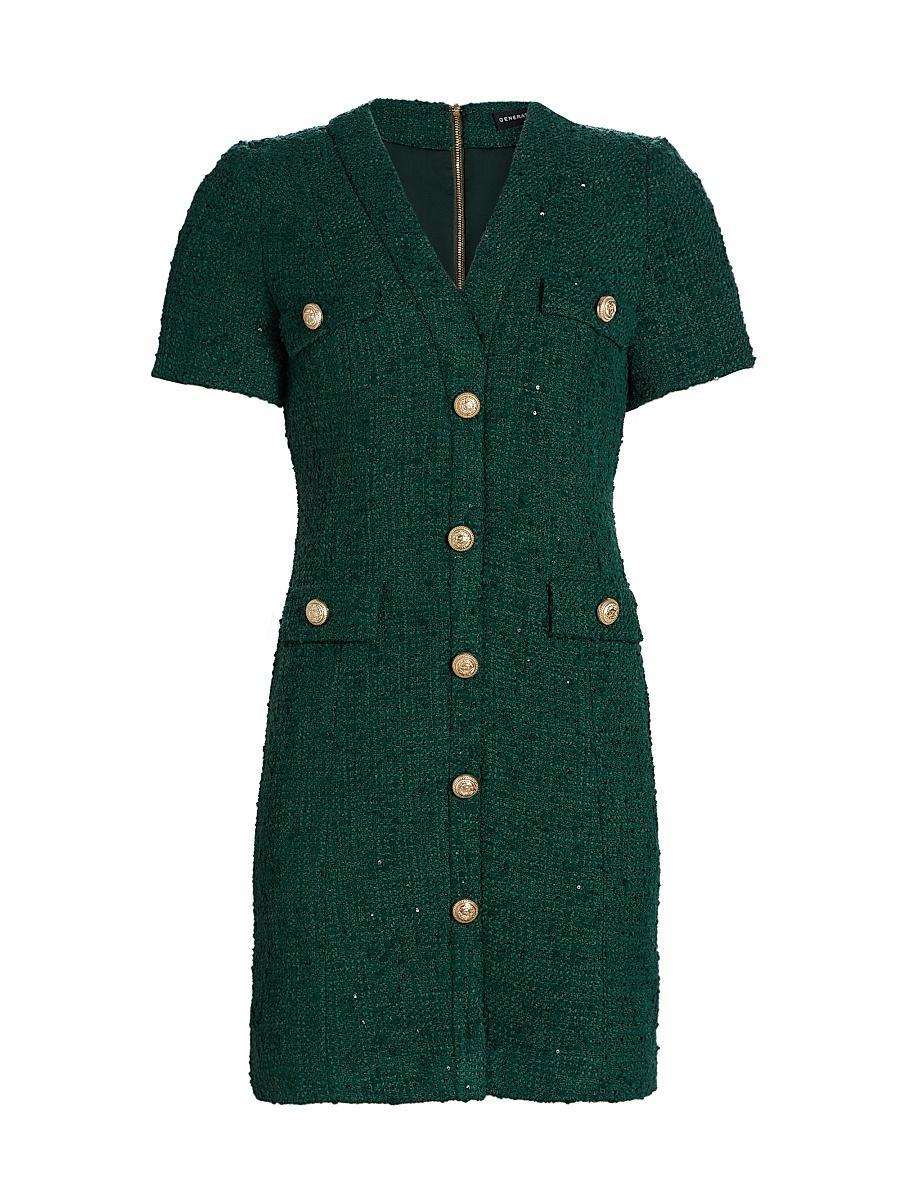 Womens Anne Tweed V-Neck Minidress Product Image