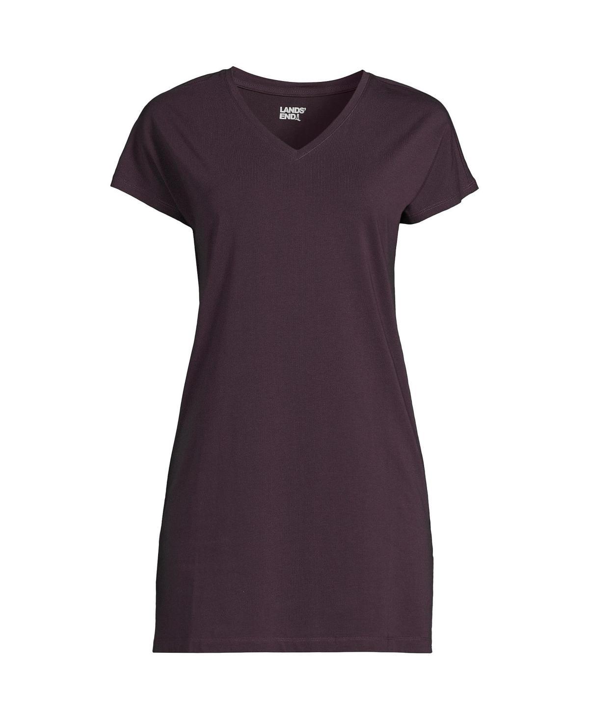 Womens Lands' End Jersey Extra Long V-Neck Tunic, Women's, Size: Medium, Pale Grey Blue Product Image