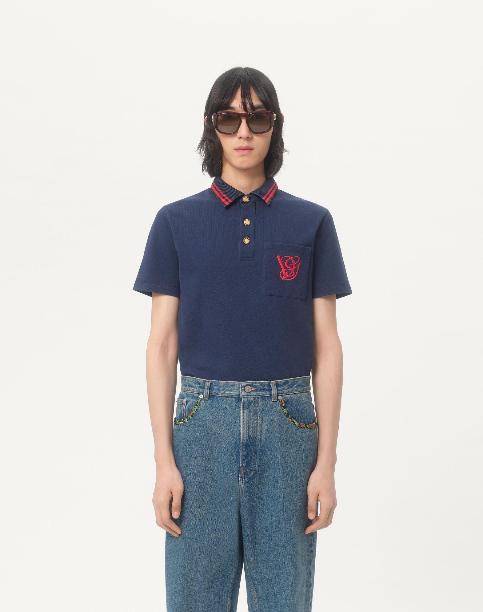 Cotton Piqué Polo Shirt With Vg Embroidery Product Image
