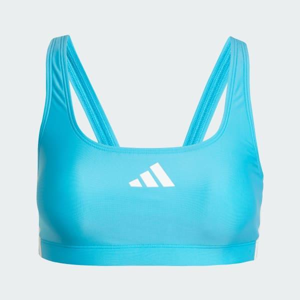 adidas 3-Stripes V-Back Bikini Lucid Cyan 12 Womens Product Image