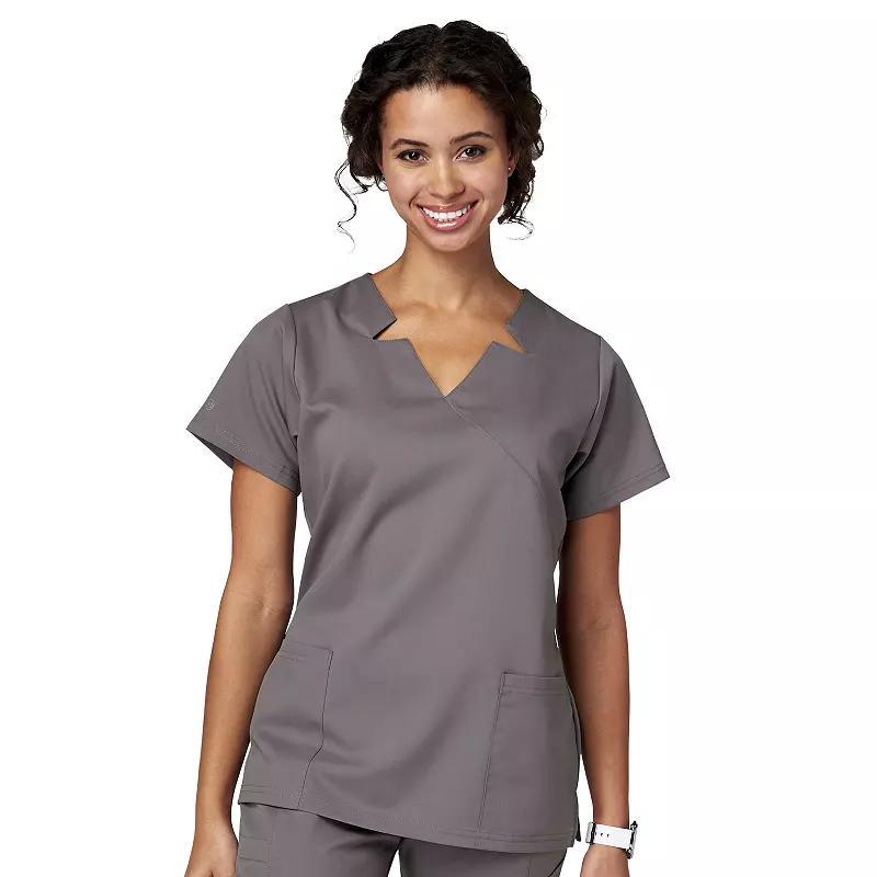 Women's Meta Labwear Notch Neck Short Sleeve Scrubs Top 15201, Size: Medium, Silver Product Image