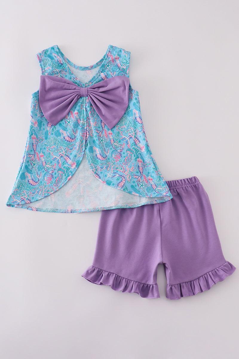 Mermaid lagoon embroidery shorts set Product Image