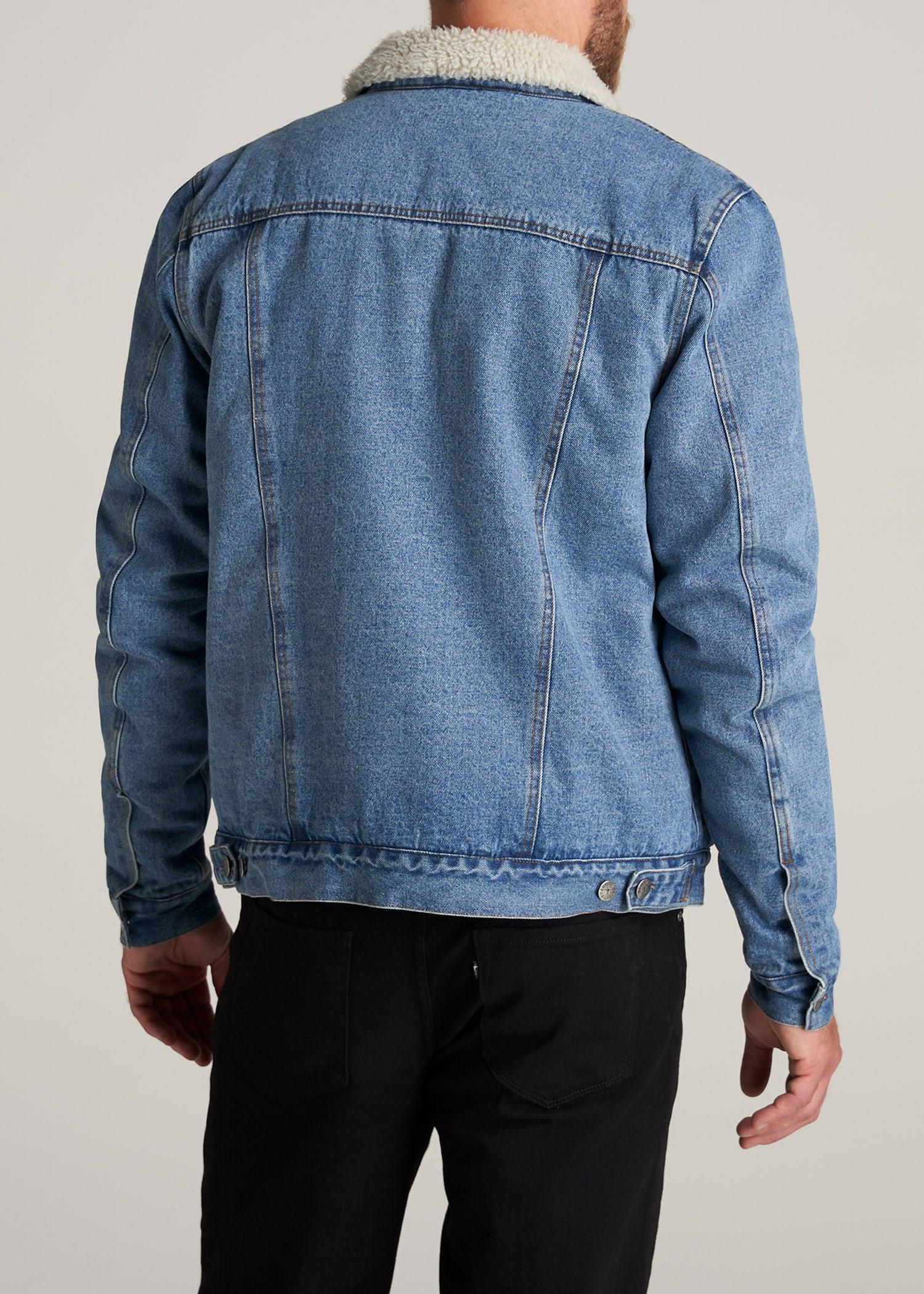Denim Sherpa Tall Men's Jacket in Stonewash Blue Product Image