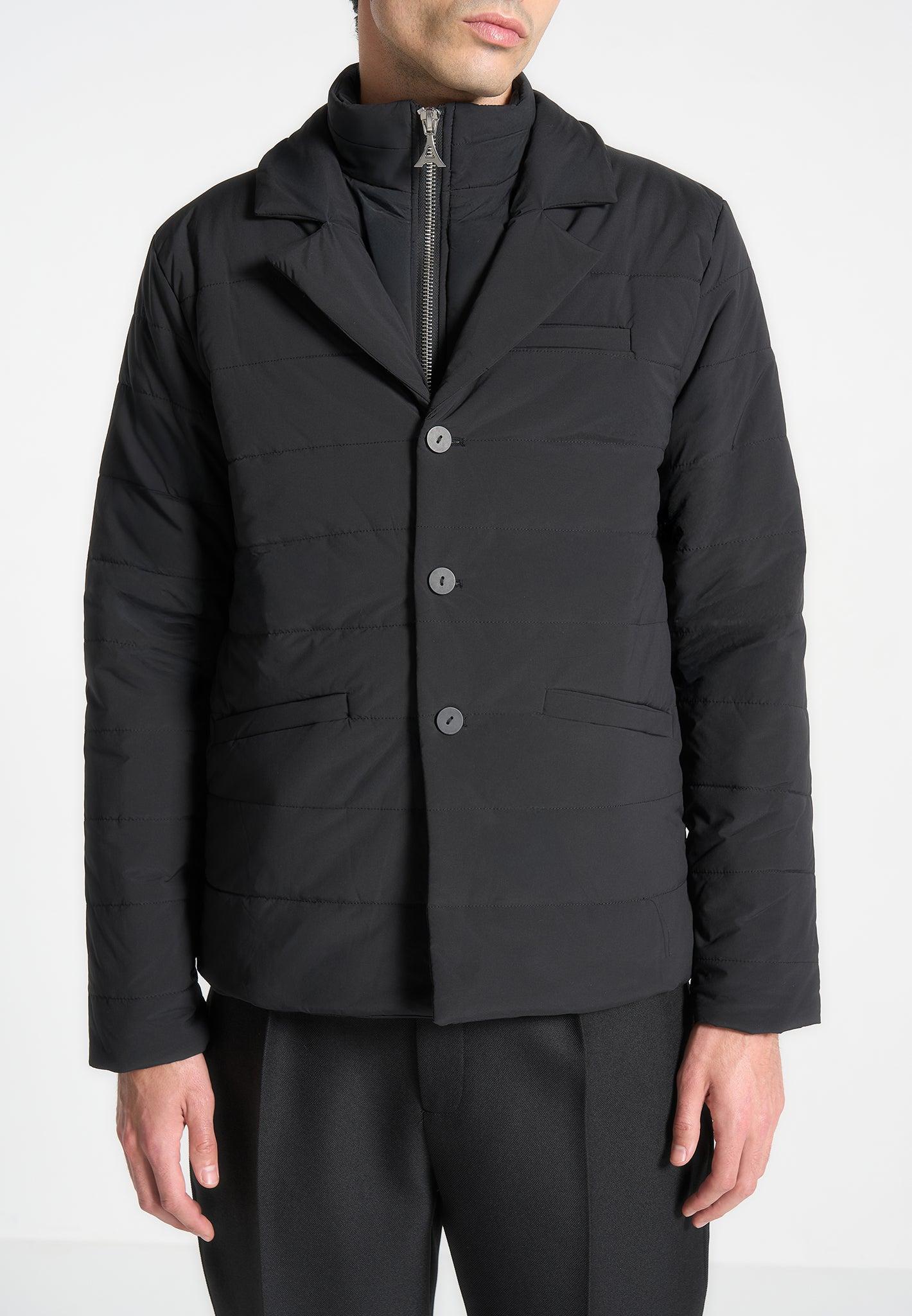 Quilted Blazer Jacket - Black Male Product Image