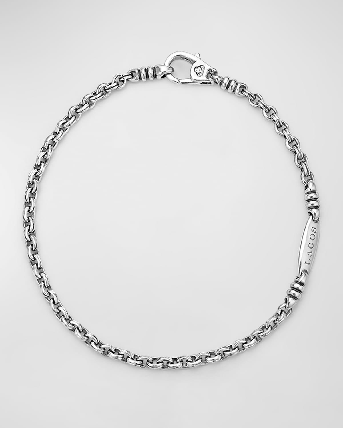 Lagos Mens Sterling Silver Anthem Double Link Logo Plate Bracelet Product Image